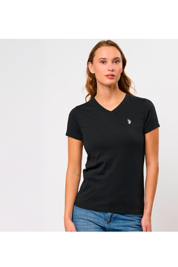 U.S. POLO ASSN. Women V-Neck T-shirt Assia Black