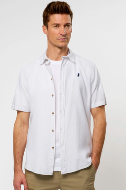 MCS Regular S/S Linen Shirt White