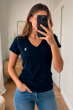 U.S. POLO ASSN. Women V-Neck T-shirt Assia Navy