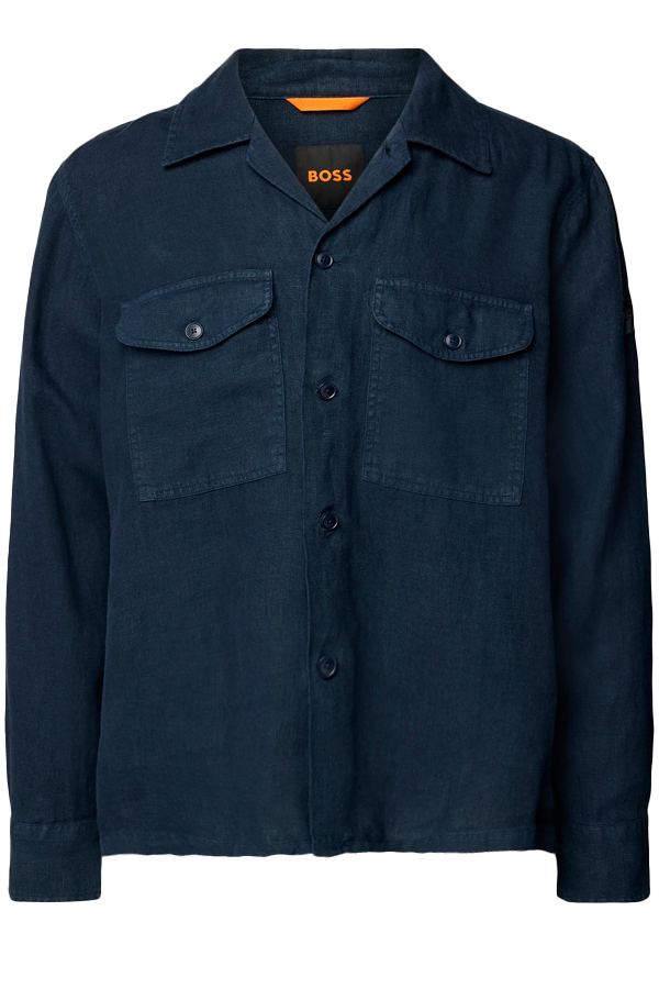 Hugo Boss Linen Overshirt Navy Luxivo