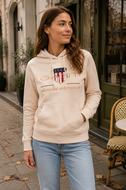 GANT Women Gold Shield Hoodie Sand
