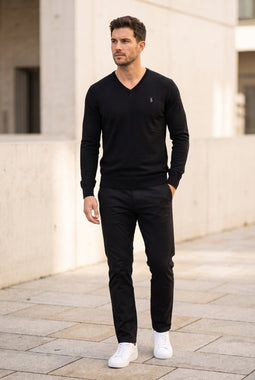 Ralph Lauren Pima V-Neck Knit Pullover Black