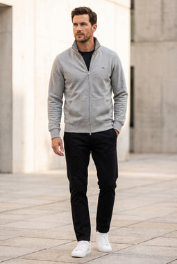 GANT Zip Cardigan Regular Grey