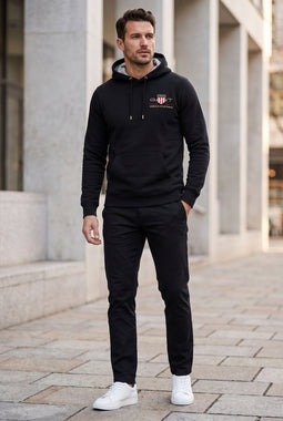 GANT Gold Shield Chest Logo Hoodie Black