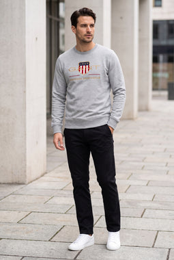 GANT Gold Shield Crew Sweatshirt Grey
