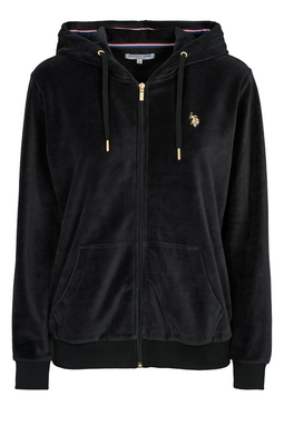U.S. POLO ASSN. Women Velour Hoodie Duru Black
