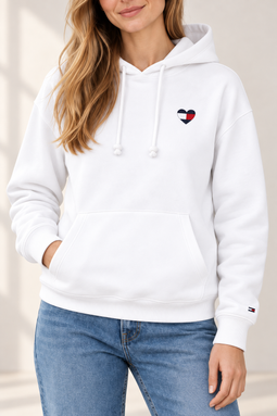 Tommy Hilfiger Women Heart Flag Hoodie White