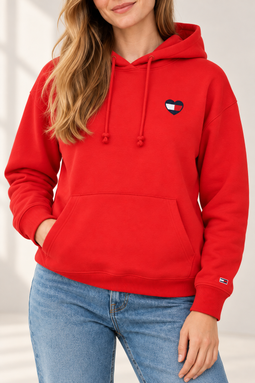Tommy Hilfiger Women Heart Flag Hoodie Red