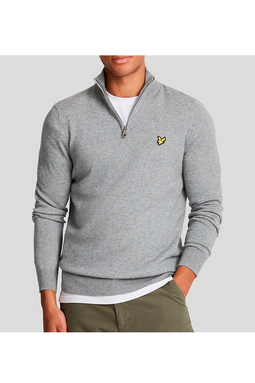 Lyle & Scott Merino Half-Zip Knit Grey