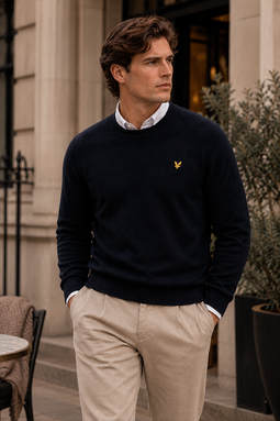 Lyle & Scott Merino Crew Knit Dark Navy