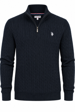 U.S. POLO ASSN. Half-Zip Cable Knit Romeo Navy