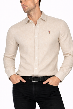 U.S. POLO ASSN. Linen Shirt Bolt Sand