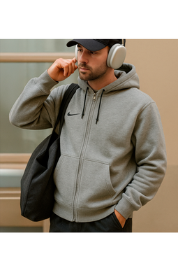 Nike Club Zip Hoodie Grey