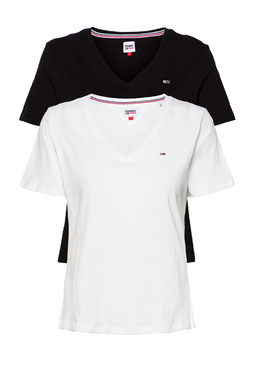 Tommy Hilfiger Women V-Neck 2-pack Tee Regular Fit Black/White