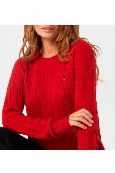 Bygger Sociologi astronomi Tommy Hilfiger Women Cable Knit Pullover Red – Luxivo