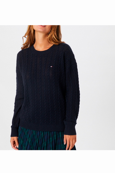 Tommy Hilfiger Cable Knit Pullover Navy Luxivo