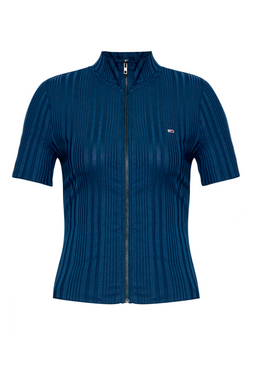 Tommy Hilfiger Women Essential Zip-thru Tee Navy - Luxivo