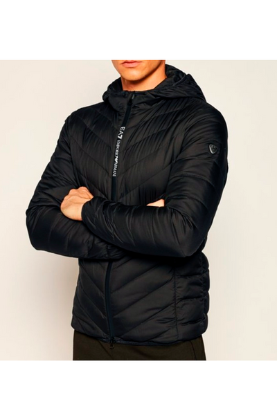 åbenbaring Unravel Kritik Armani EA7 Down Shield Logo Hood Jacket Black – Luxivo