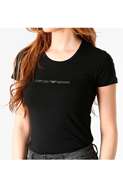 Armani Women Logo Tee Chest Black