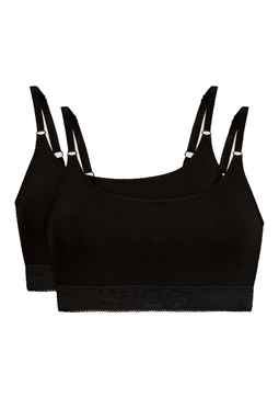 Hugo Boss Women Tonal Logo Bralette 2-Pack Black