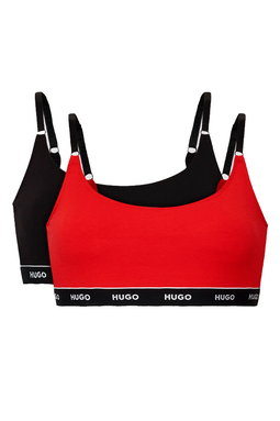 Hugo Boss Women Logo Bralette 2-Pack Red