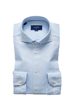 ETON Slim Fit Twill Textured Shirt Sky Blue - Luxivo