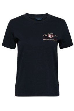 GANT Women Gold Shield Logo Tee Black