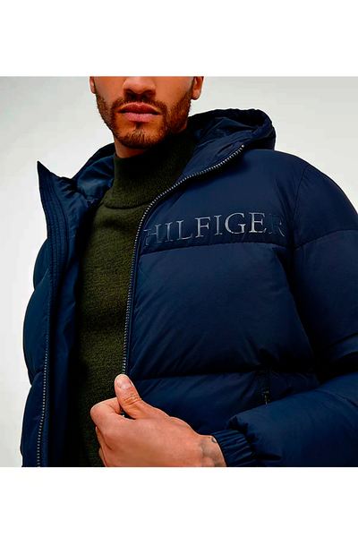 Tommy Padded Hooded Jacket Navy –
