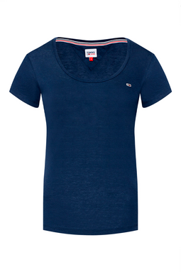 Tommy Hilfiger Women Boat Neck Logo Tee Navy - Luxivo