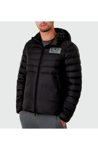 Armani EA7 Padded Puffer Jacket Hooded Black Luxivo