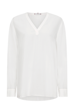 Tommy Hilfiger Women Relaxed Blouse V-Neck White
