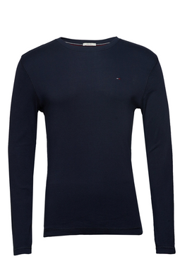Tommy Hilfiger Logo L/S Tee Navy - Luxivo
