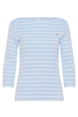 Tommy Hilfiger Women Slim Stripe 3/4 Top Blue - Luxivo