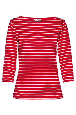 Tommy Hilfiger Women Slim Stripe 3/4 Top Red - Luxivo
