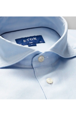 ETON Slim Fit Twill Textured Shirt Sky Blue