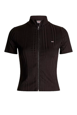 Tommy Hilfiger Women Essential Zip-thru Tee Black - Luxivo