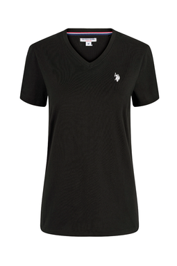 U.S. POLO ASSN. Women V-Neck T-shirt Assia Black