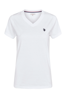 U.S. POLO ASSN. Women V-Neck T-shirt Assia White