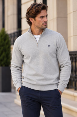 U.S. POLO ASSN. Half-Zip Knit Brison Light Grey