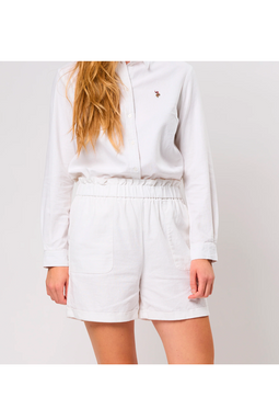 U.S. POLO ASSN. Women Linen Shorts HENA White