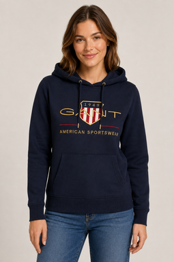 GANT Women Gold Shield Hoodie Navy
