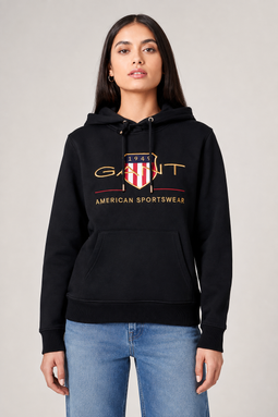 GANT Women Gold Shield Hoodie Black