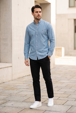 Ralph Lauren Slim Chambray Denim Shirt Washed Blue