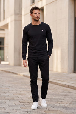 GANT Slim Pique L/S Tee Black