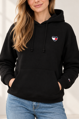 Tommy Hilfiger Women Heart Flag Hoodie Black