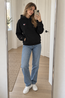 Tommy Hilfiger Women Heart Flag Hoodie Black