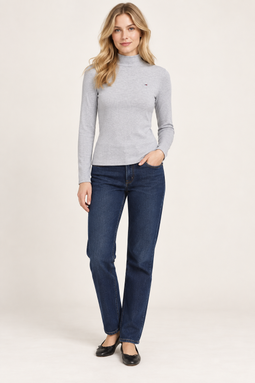 Tommy Hilfiger Women Mock Neck L/S Tee Grey