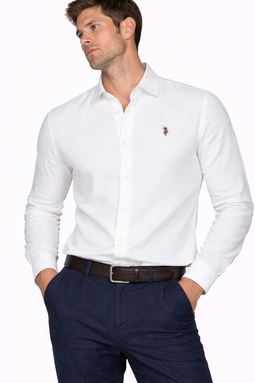 U.S. POLO ASSN. Linen Shirt Bolt White