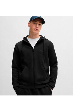 Hugo Boss Saggy Zip Logo Hoodie Black