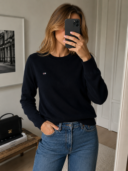 Tommy Hilfiger Women TJW Crew Knit Black